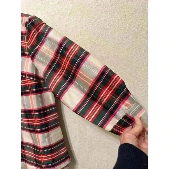 Crown & Ivy Womens Plaid Satin‎ Ruffle V-neck Blouse Top Small Multi Colored NWT - Picture 4 of 10
